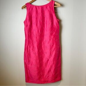 Beautiful Vintage 90’s 100% Silk Evan-Picone Embroidered Pink Shift Dress Size 6